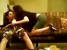 girl makes a sextape with her bf on the sofa
